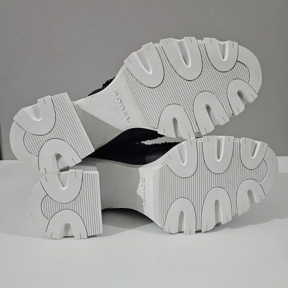 Sorel Brex Cozy Heel Boot Womens 10 Black Sea Salt White Lace Up Waterproof - Picture 13 of 15